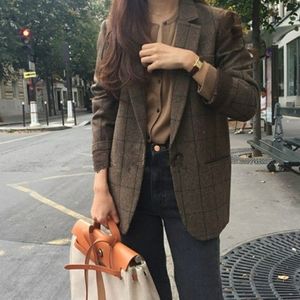 Yumu Brown Windowpane Blazer